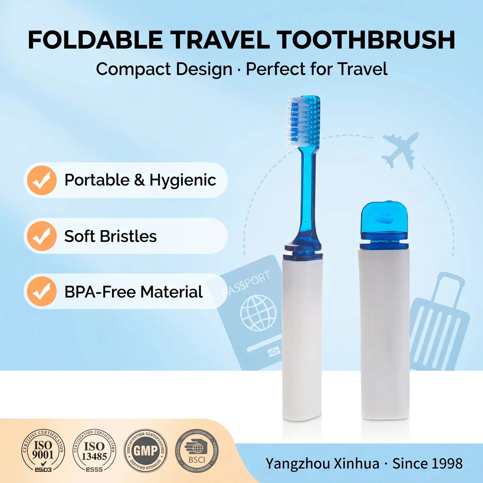 Bulk Foldable Travel Toothbrushes High Quality Soft Nylon Bristles Compact & Hygienic for Travel & Business Trips