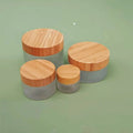 Manufacturer 30ml 50ml 100ml Clear Frosted Glass Face Cream Jar with Bamboo Lid