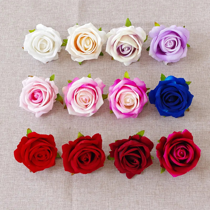 YOPIN-1159 Artificial 7cm Navy Blue Silk Roses Real Touch Velvet Roses Flower