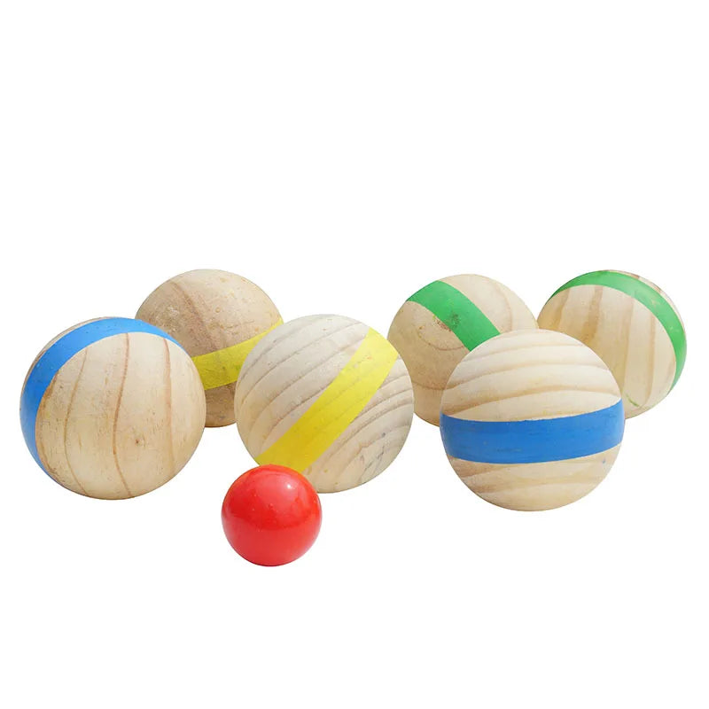 Wooden Petanque Ball Set Wood Bocce Sets With 7 Balls Wooden Outdoor Backyard Games for Kids