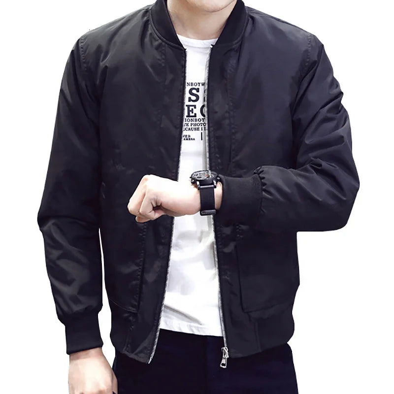 Men's Bomber Jacket Spring Autumn Windbreaker Coats Mens Casual Solid Thin Jacket Male Brand Outerwear Clothing 4XLTA117
