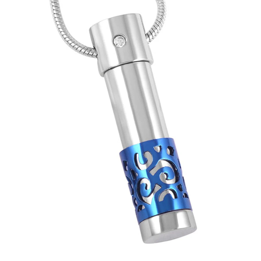 Stainless Steel Vintage Cylinder Cremation Necklace Ashes Keepsake Memorial Pendant Urn Jewelry Unisex