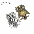 Antique Owl Charms Metal Pendants for Jewelry Making DIY Handmade Craft 47*35mm D183