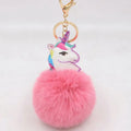 Fashion Cute Unicorn Pom Pom Puff Ball Keychain Faux Fur Fluffy KeyRing Fuzzy Charm Accessories Plush Unicorn Keychain for Women