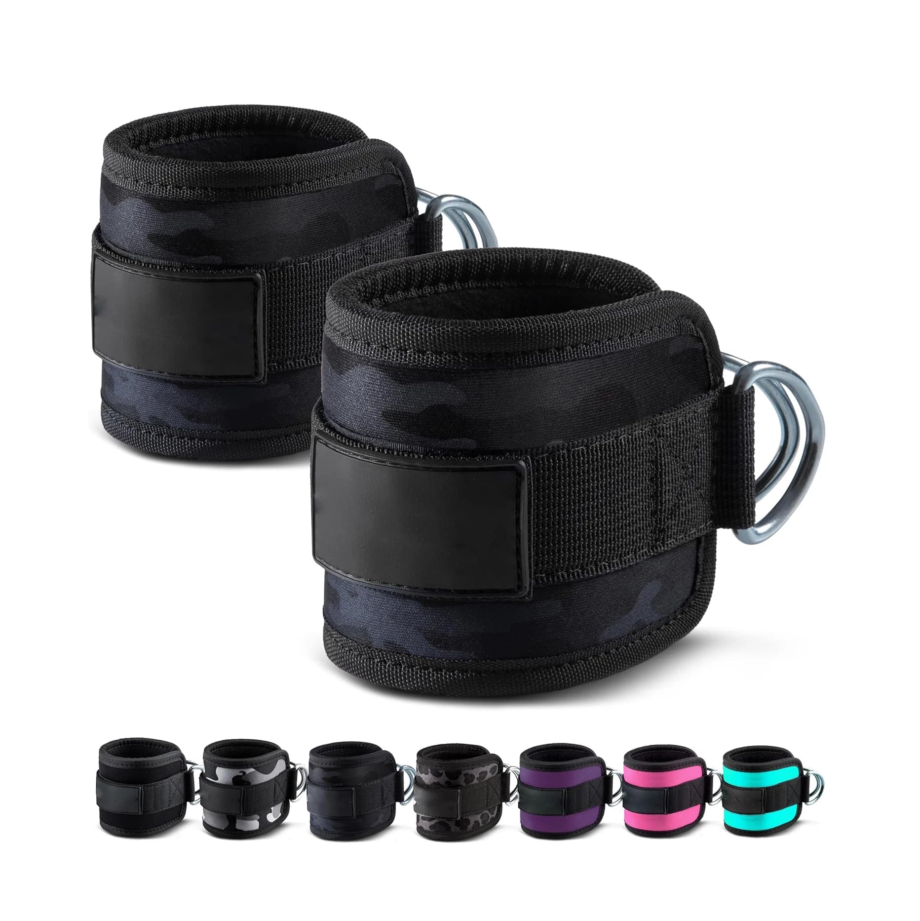 Ankle Straps Machine Gym Workout Equipment Black Strap Protect Leg Pulley Attachment Glute Kickback Straps Neoprene