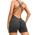 Women's Lightweight Yoga Scrunch Back Fitness Romper Compression Soft Sports Bodysuit & Jumpsuit Stretchy