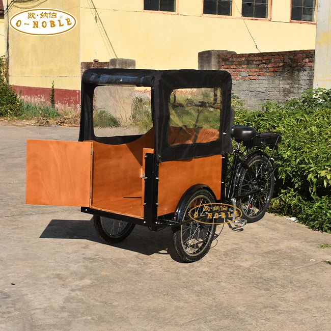 New Designed Family Cargo Bikes 3 Wheels Aluminum Fork 24" Wheel Motor Bicycle Carrying Children or Pets 200KG Load Capacity