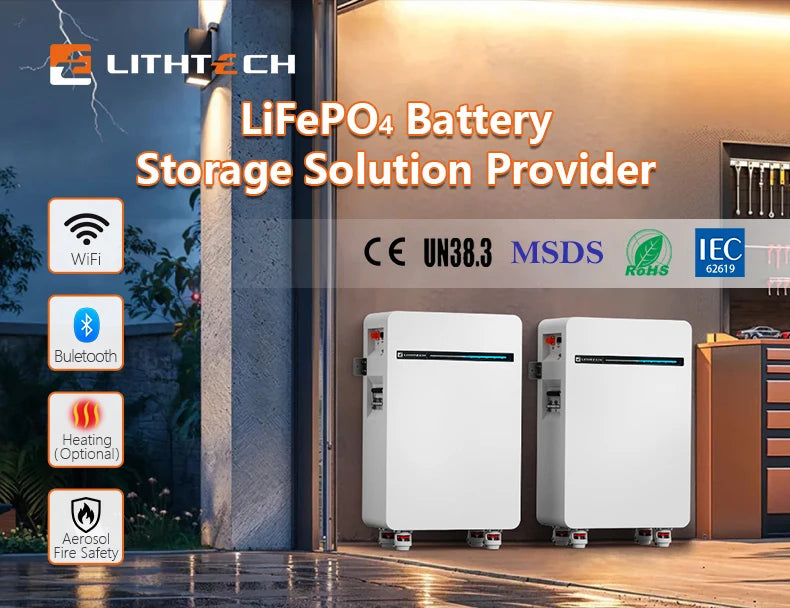 Solar Power Storage System 16kWh 51.2V LiFePO4 IP65 Hybrid Grid Split Stackable Home Battery Backup Energy Wall-Mounted Design