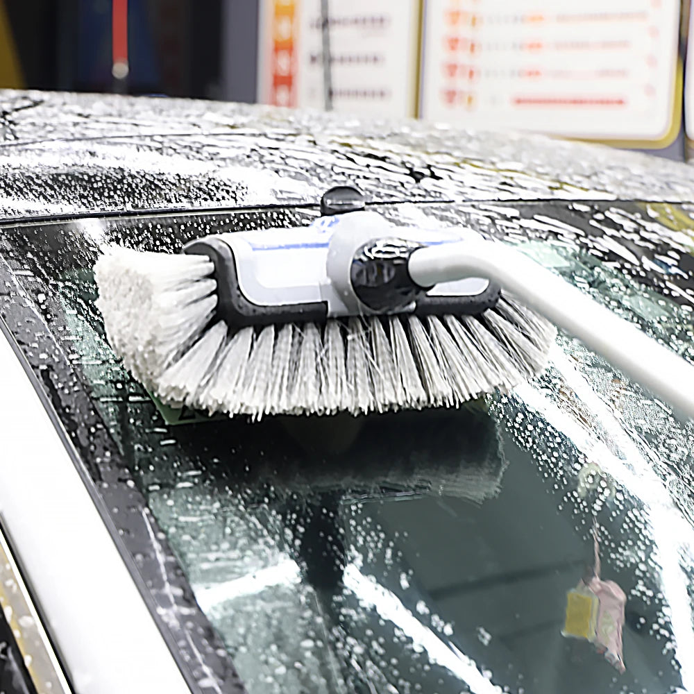Long Handle Car Wash Brush Telescopic Flow Through Car Washing Brush Soft Bristles Wash Car