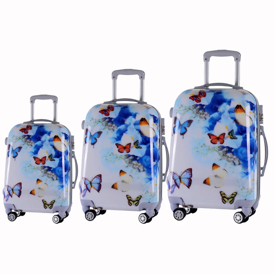 Hot Sale Gift Custom Design Airport Travel ABS+PC Printing Travel Luggage Luggage Set Trolley Bags