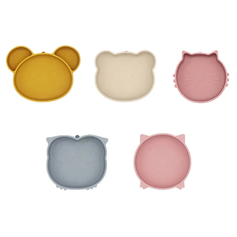 Hot Sale Custom Logo Baby Silicone Bowl and Plate Multi-Color Laser Logo Animal Shape New Arrival for Kids Dining
