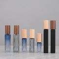 Custom Printing logo Portable Wood Cap Empty square Thick Glass 5ml 10ml 20ml Refillable Mini Perfume Spray Bottle
