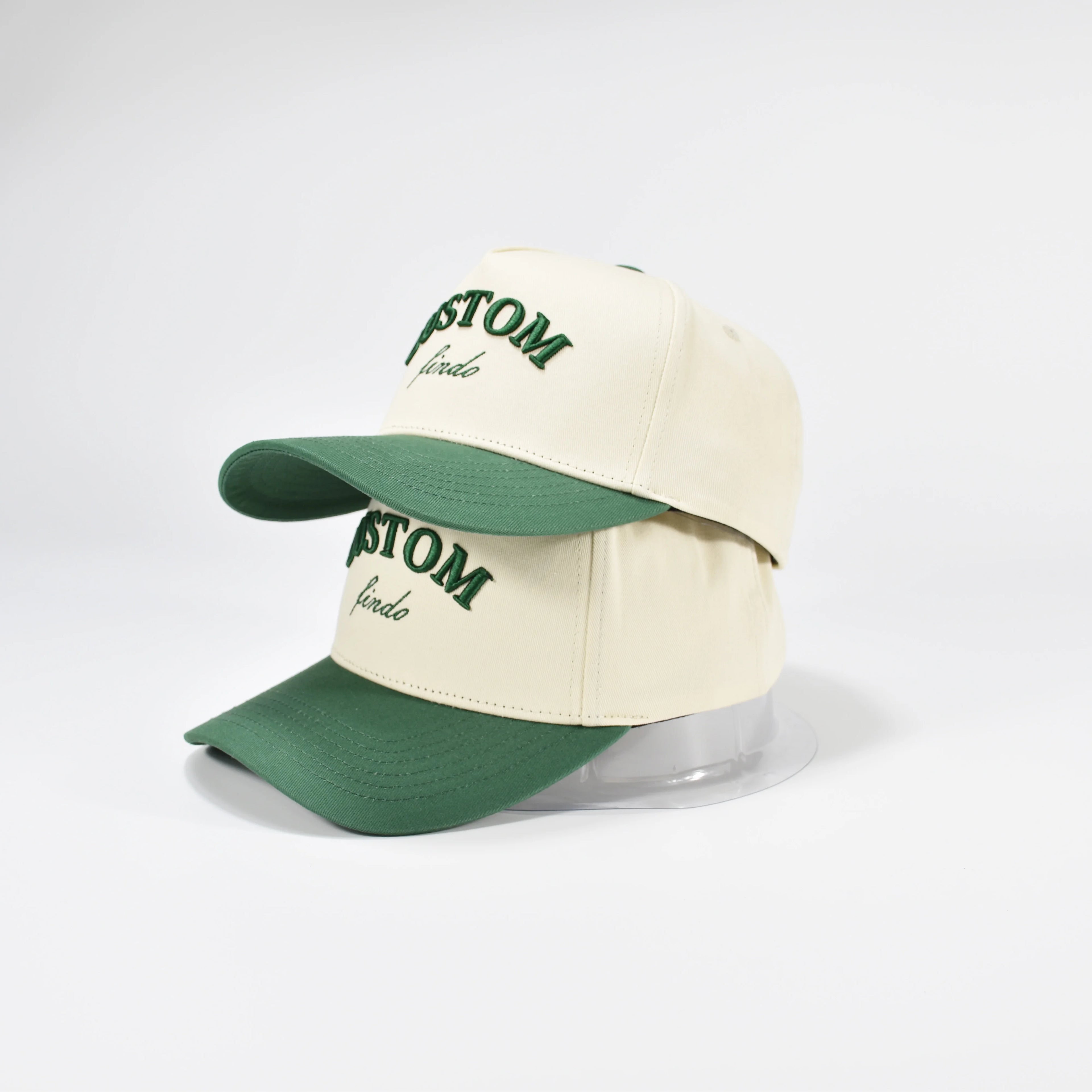 Custom Constructed 5-Panel Twill Sporty Snapback Cap Two Tone Contrast Color Frame Hat