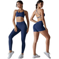 Women's New Cross-Border Seamless Sports Bra Yoga Suit Pure Color Tight Cross Back Solid Fitness Running Sports Clothes Set