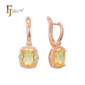 FJ Fallon Fashion Jewelry Halo Stone Earrings Plated in Rose Gold Brass Based