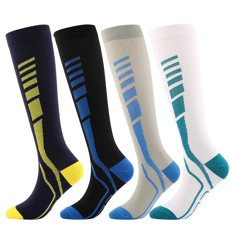 Wholesale Striped Knitted Crew Nylon Compression Sports Custom Logo Grip Running Football Men Women Socks