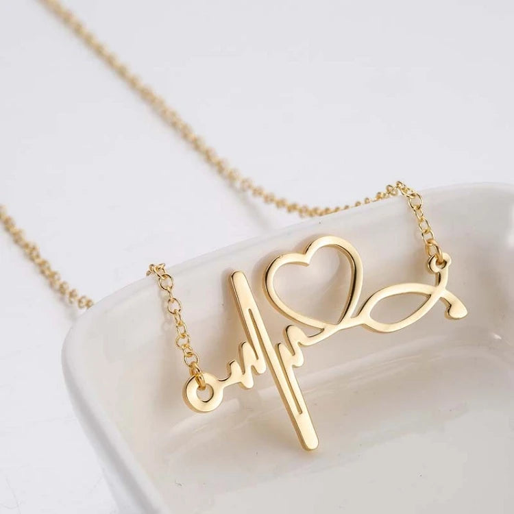 G212 Copper Chain Stainless Steel Pendant Fashion Heart Necklace for Women Ecg Pendant Necklace