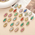 100pcs Long Horse Eye Double-layer Flower Acrylic Mirror Sew on Rhinestones Flat Back
