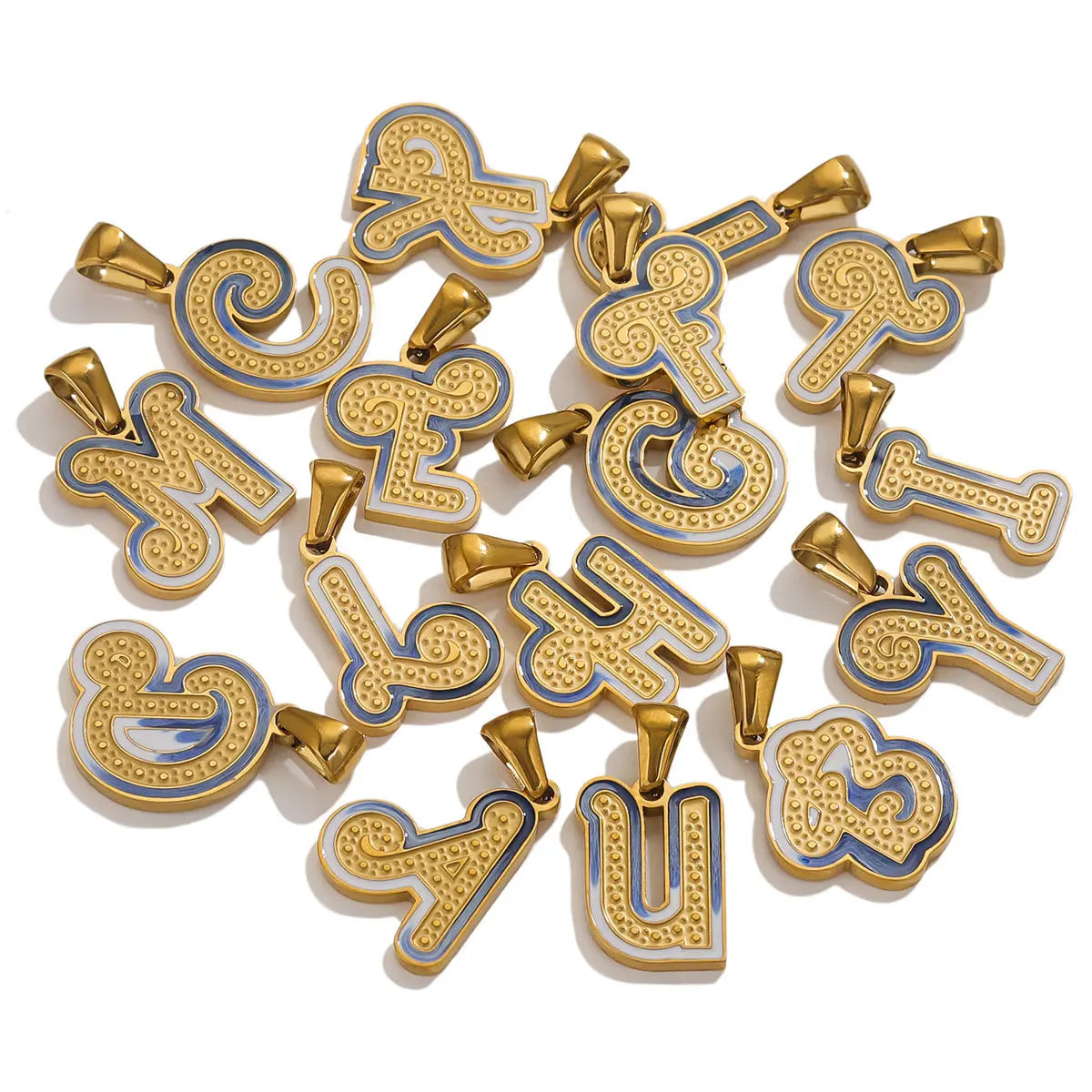 26 Letter Alphabet Charms Stainless Steel Enamel Letter Charm for Women Necklace Earring Jewelry Findings Pendants Bulk
