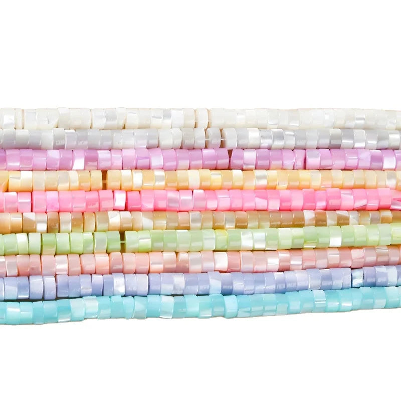 White Yellow Blue Pink Wheel Shape Round China Kabibi Heishi Shell Beads 2x4mm Polished a Grade DIY Jewelry Making