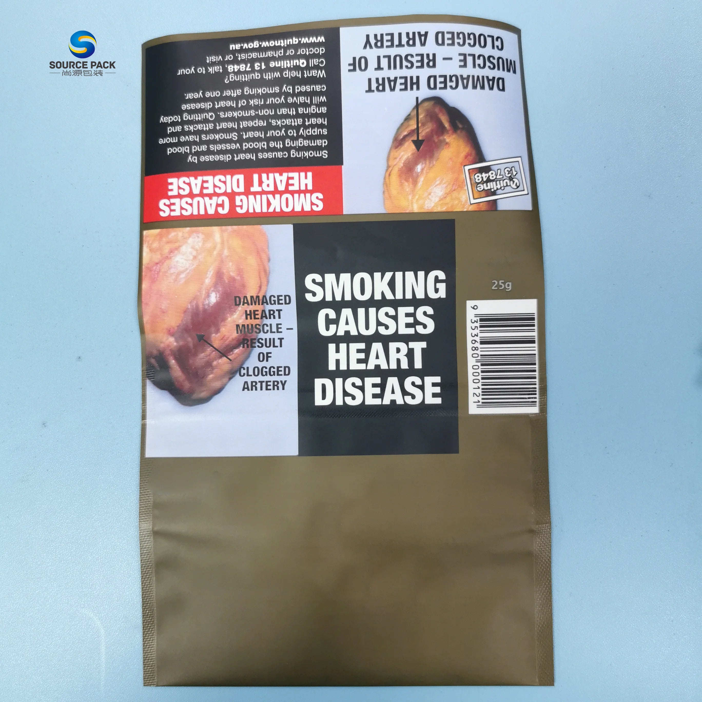 Custom Label Ziplock G&V 25g Hand Rolling Tobacco Pouch with Self Adhesive Type