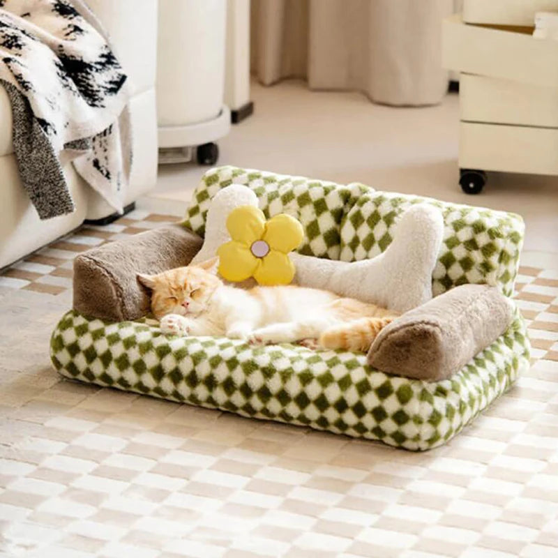 Luxury Cat Bed & Dog Sofa Soft Disassembled Pet Furniture Customized Logo Floral Pattern Manufactured Luxury Pet Bed Company