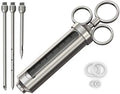 Kitchen Accessories Heavy Duty 2 Oz Stainless Steel Syringe Meat Injector With Silicone Brush for BBQ Grill