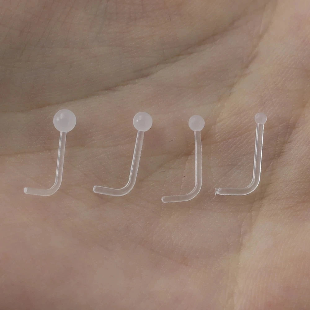 SC L-Shaped Clear Piercing Nose Rings Transparent Invisible Septum Nose Ring Piercing Stud Nose Rings for Women Men
