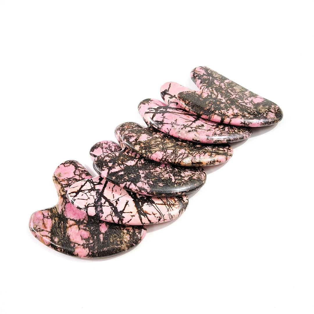 Huiying Facial Body Beauty Care Heart Facial Gua Sha Board Rhodonite Jasper Massage for Anti Aging Guastone