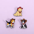 Funny Cowboy Dog Enamel Pins Cute Cartoon Cowboy Hat Dog Brooches Decor Backpack Lapel Badge Jewelry Gifts for Love Dog Friends