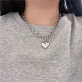 2026 New Design Heart-shaped OT Buckle Chain Stainless Steel Fashion Pendant Hip Hop Charm Wholesale Custom Necklace for Women