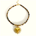 Leopard Velvet Rope Women's Design Jewelry Stainless Steel 18k Gold Plated Heart Sun Fish Pendant Necklace YF6241