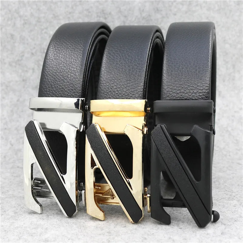 LQbelt Mens Automatic Buckles Belt PU Leather Belts for Men Wholesale Factory Ratchet Belt Microfiber Iron Buckle