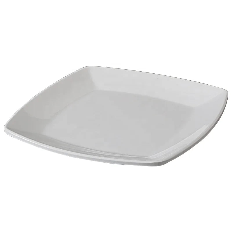 Factory Supply Restaurant Dinner Serving 10 Inch Cheap Bulk White Melamine square Plate
