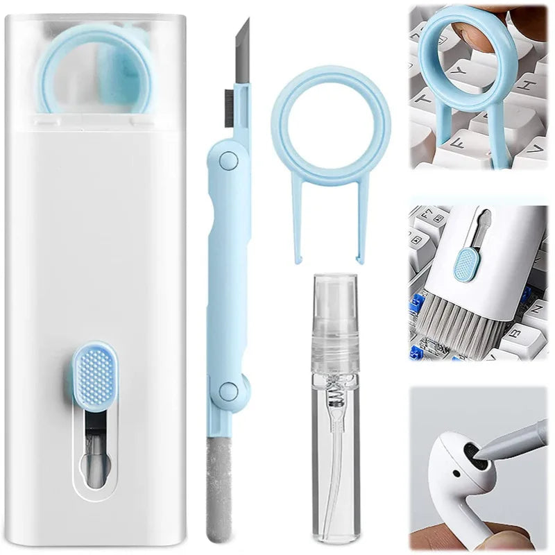 Wholesale Tablet Screen Dust Brush 7 in 1 Spray Bottle Earbud Cleaner Pen Keyboard Earphone Screen Cleaning Set