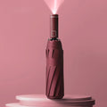 Korean Design Fully-Automatic LED Light Flashlight Iron Frame 3-Folding Compact Black Coated Customized Color Umbrella Business