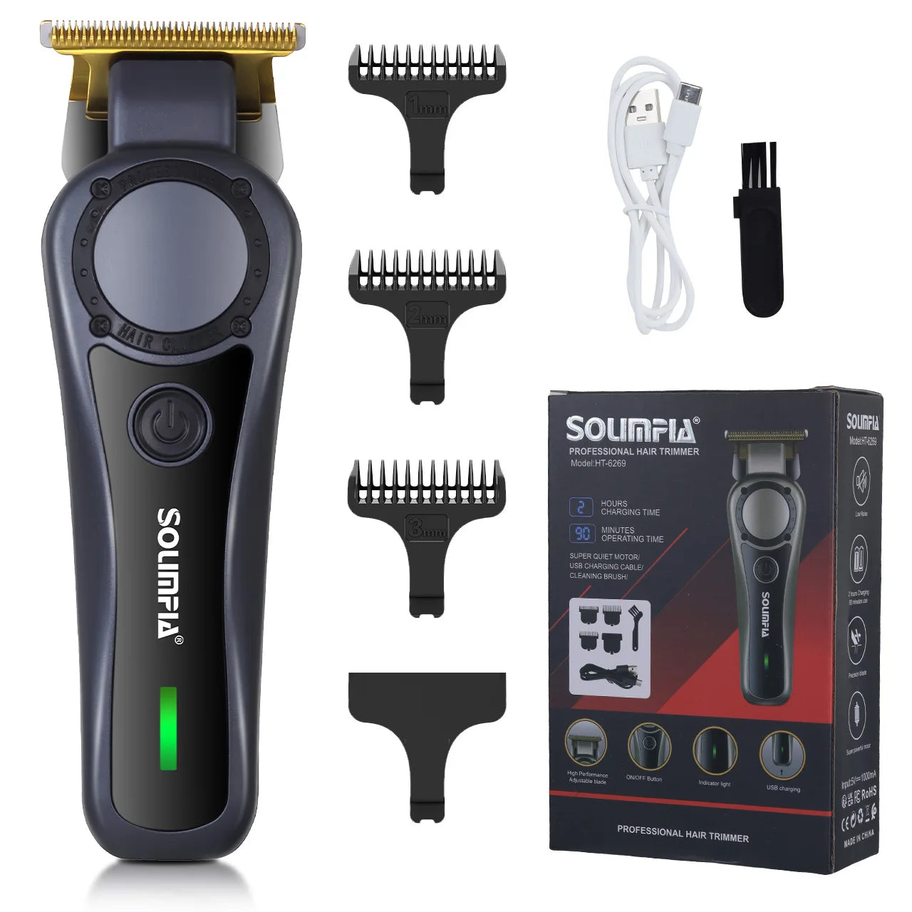 SOLIMPIA Electric Cordless Professional Hair Clippers Rechargeable Hair Trimmer