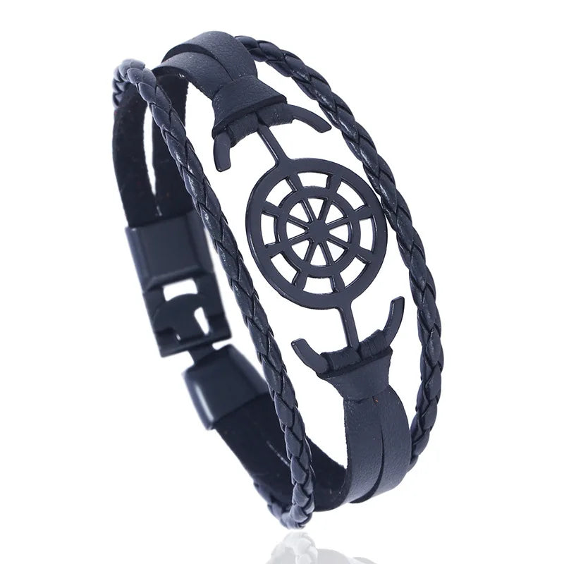 Men's Fashion Cuff Bracelets Personalized Cobwebs Leather Jewelry