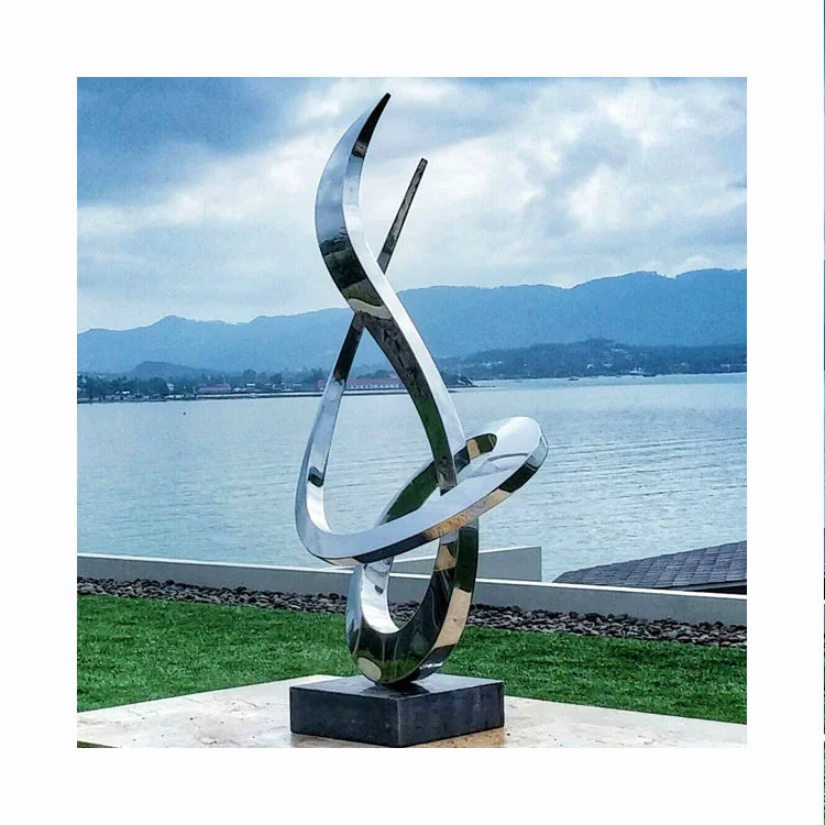 Custom Outdoor Home Garden Park High Quality Decoration Large Art Mirror Polished Abstract Sculptures Stainless Steel Statues