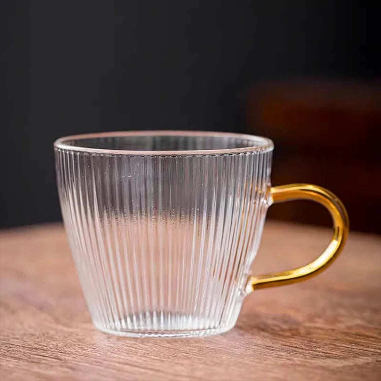 120ml Modern Transparent Vertical Stripes Eco-Friendly Glass Drinking Cup Pure Handmade Small Teacup