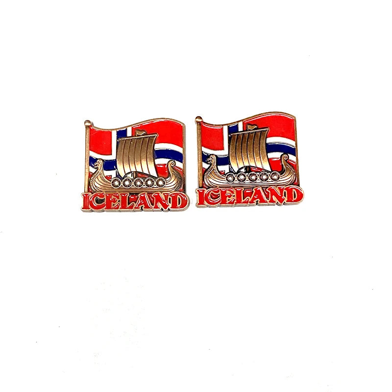 Fridge Magnets Decoration Custom Logo Art Deco Wholesale Factory Price Iceland Style Flag Shape Tourism Souvenirs Metal Trendy