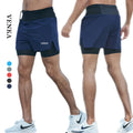 High Quality Custom Men's Athletic Wear 2 in 1 Pants Double Layer Sport With Pockets Leggings Men Gym Workout Shorts Pants