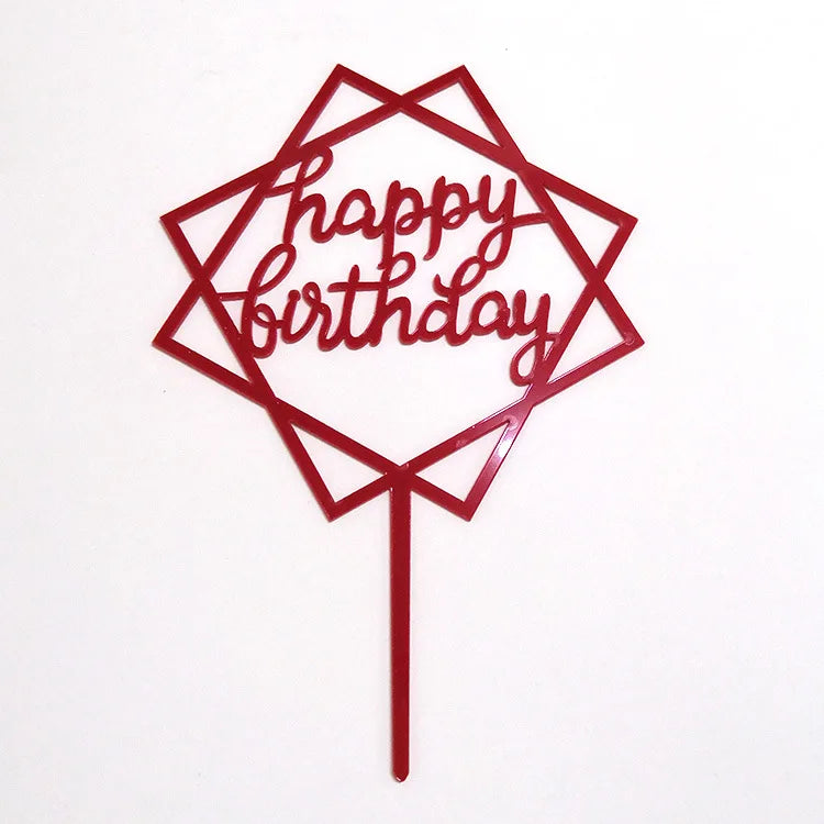 Custom Birthday Flower Theme Cake Topper Decoration for Wedding and Happy Birthday Party Laser Acrylic Cake Topper