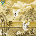 YF-CN 6 3D Luxury Printing Modern Murals Waterproof Golden Chinoiserie Wallpaper Home Restaurant Wall Decoration Silk Fabric