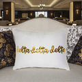 White and Gold Knitted Jacquard Velvet Throw Pillow Covers Modern Luxury Home & Hotel Use Waterproof Flame Retardant