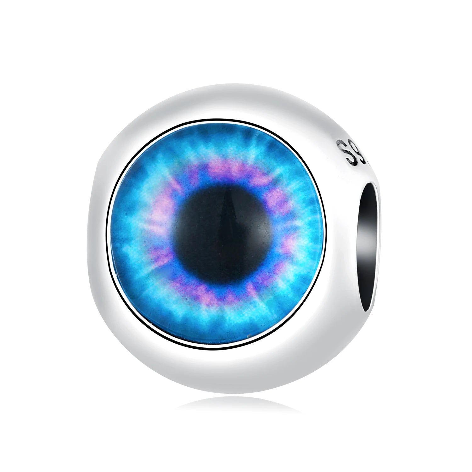 Blue Devil's Eye 925 Sterling Silver Bead Cubic Zirconia Demon Eye Charm DIY Bracelet Making for Women Boho Jewelry Gift SCC2287