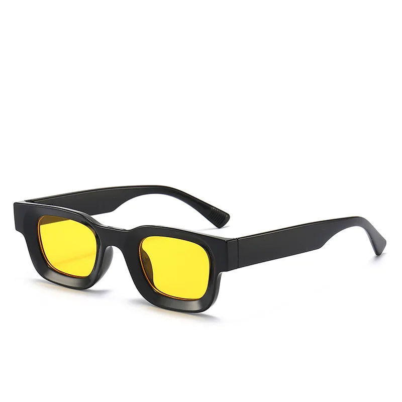 QB5306 Custom Logo Fashionable Retro Small Square Sunglasses Eyewear Women Yellow Lens UV400 Black Sun Glasses