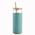 Popular Hot Sale on Bamboo Straw Glass Water Bottle  Cups with Silicone Sleeve and  Bamboo Lid