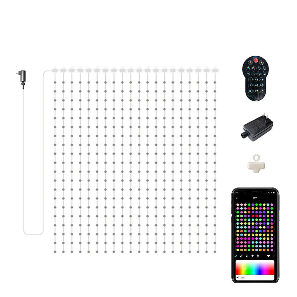Smart Curtain Lights APP Remote DIY Aubtitle Screen Dream Color Dot Control Leather Thread String Atmosphere Decorative Light