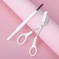 Mini Pink Eyebrow Scissors Straight Blade Beauty Tools with Blunt Tip and Plastic Handle Comes with Comb Trimmer